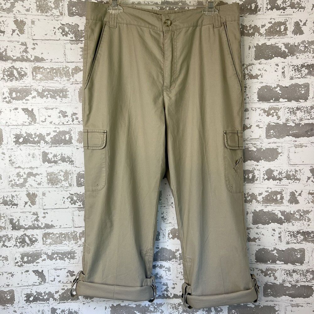 Cabelas‎ Cargo Hiking Pants Women’s 14 Reg 34x32 Khaki Roll Up Cuff Active Wear